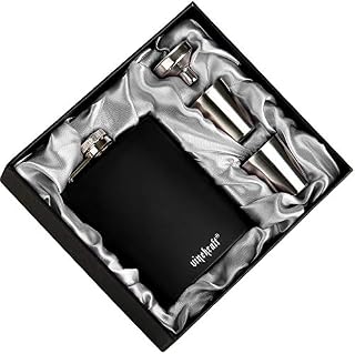 Vinekraft Hip Flask 7 oz, Stainless Steel Whiskey Flask for Men, Pocket Alcohol Flask with Funnel and 2 Glasses