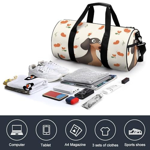 I Love My Dog Dachshunds Gym Bag Small Travel Duffle Bag with Compartment Carry On Weekender Bag for Women Men4