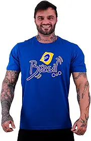 Camiseta Tradicional Masculina Básica Brasil Numero 10 Bandeira MXD Conceito
