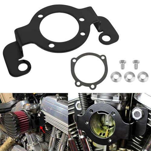 LOOBOR Air Cleaner Filter Support Carb Support Bracket Replacement For Harley Sportster XL 1988-2006 (Black)
