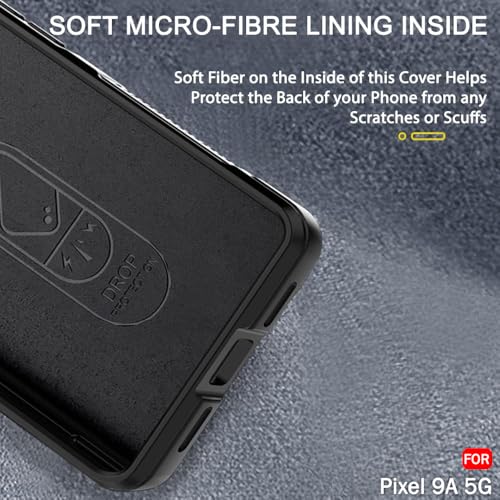 Image of TheGiftKart Liquid Silicon Back Cover Case for Google Pixel 9A | Shockproof Military Grade Protection | Micro-Fibre Cloth On Inner Side | Built-in Anti-Slip Grip Case Cover for Pixel 9A (TPU, Black)