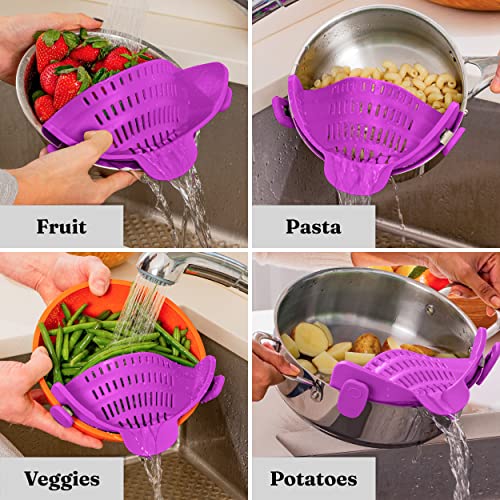 Kitchen Gizmo Snap N Strain Pot Strainer And Pasta Strainer - Adjustable Silicone Clip On Strainer For Pots, Pans, And Bowls - Kitchen Colander - Purple #TOP6
