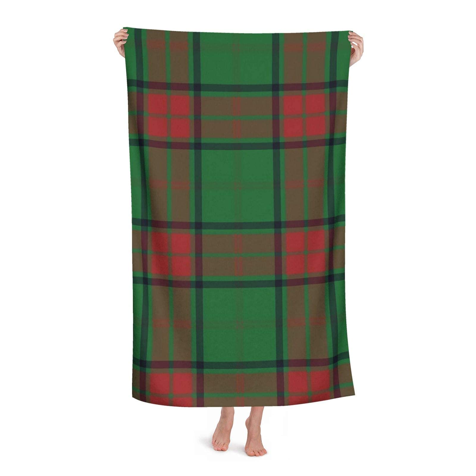 Loujin Bath Blanket Maxwell Hunting Tartan Soft Bath Towel Highly Absorbent Towels Beach Towel 80X130cm