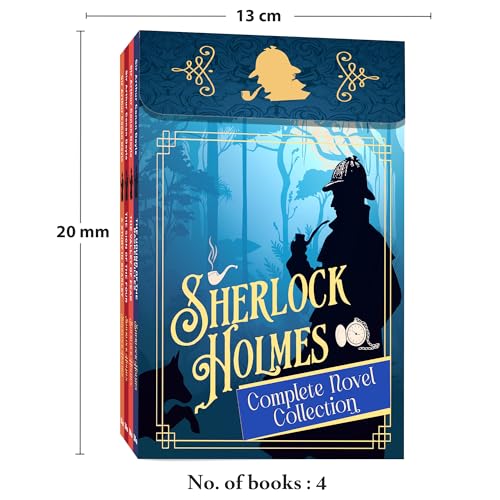 Image of Sherlock Holmes Complete Novel Collection | Box Set of 4 Unabridged Novels: The Hound of the Baskervilles, The Sign of the Four, A Study in Scarlet & The Valley of Fear | Gift-Ready Sturdy Box