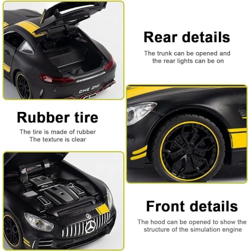 Image of Invite Enterprise 1:24 Diecast Model Alloy Mrcedes AMG GTR Alloy Metal Pull Back with 6 Openable Doors & Sound Light Toy car for Kids Best Gift Toys for Kids Boys (Black)