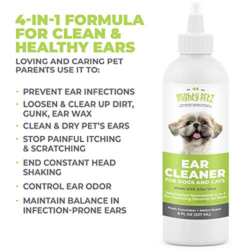 Mighty Petz Dog Ear Cleaner Solution 8 oz Pet Ear Wash to Support