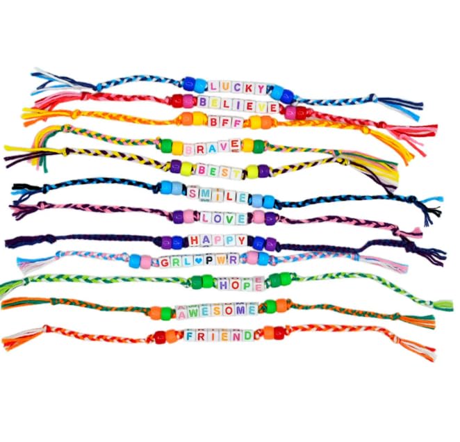 XAM Handmade Friendship Bracelet with Colorful Braided Cord and Acrylic Alphabet Beads - Adjustable for Daily Wear or Gifts2