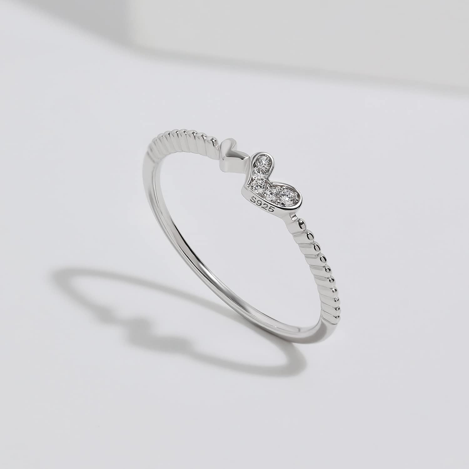 Meissa Heart Stacking Ring für Frauen 925 Sterling Silber Stackable Ring Freundschaft Ringe Tiny Heart Dainty Ring Mädchen Geburtstag Schmuck Geschenk
