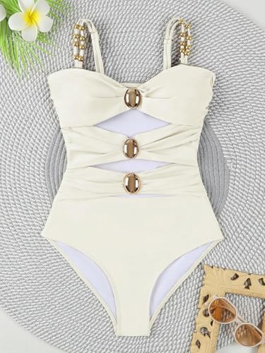 QJQ Women's One Piece Swimsuit Tummy Control Cut Out Color Block Adjustable Straps Slimming Bathing Suit2