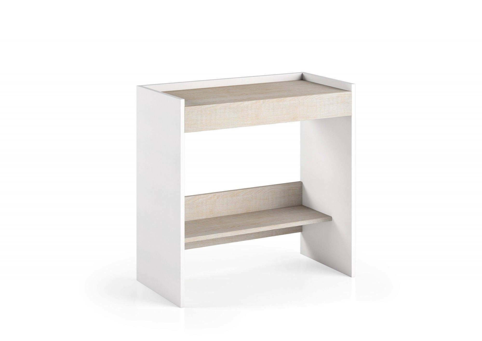 Dmora - Scrivania Clematide, Scrittoio moderno con cassetto, Tavolo da studio o ufficio porta PC portalibri, 100% Made in Italy, 80x40h79 cm, Bianco e Rovere