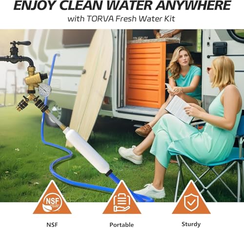Image of TORVA NSF Certified RV Inline Water Filter with Hose Protector, High Flow 3 /4 inch GHT, Camping & Marine Essential, 2 Pack