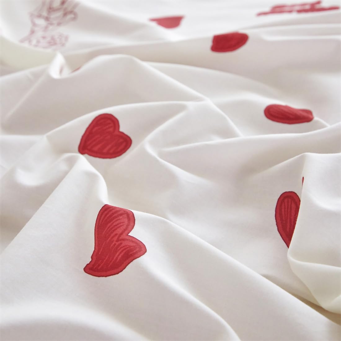 Amour Cœur Rouge Housse de Couette 280x240 Parure de Lit 280 x 240 Coeur Imprimé Rouge et Blanche Adulte 2 Personnes avec Fermeture Éclair, Motif du Cœur Parure Housse Couette en Microfibre