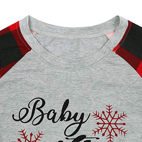Plus Size Baby It's Cold Outside Christmas T Shirt Women's Plaid Splicing Long Raglan Tops Blouses Size XX-Large (Gray) - Image 6