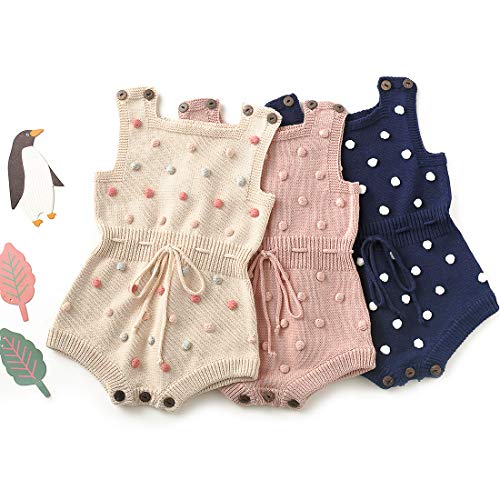 Simplee kids Baby Girl Knit Romper Fall Sleeveless Pompoms Rompers Newborn Little Girl Overall Jumpsuit Outfits3