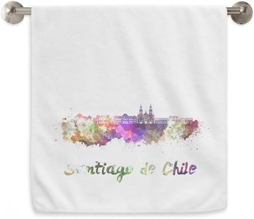 Santiago De Chile City Watercolor Hand Towel Bath Facecloth Soft Cotton Washcloth