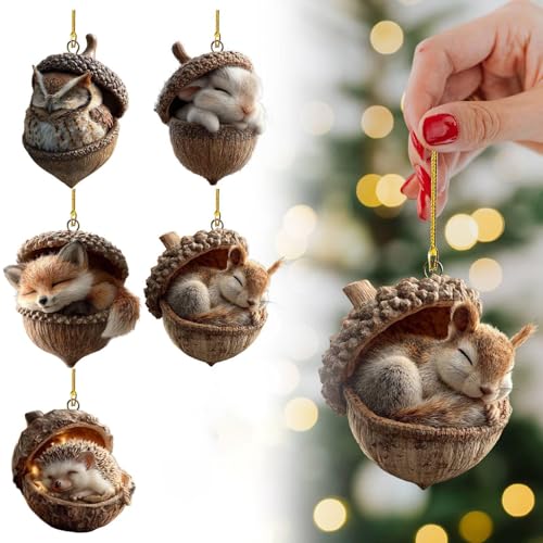 Lot de 6 Ornements Sapin de Noël 2D en Acrylique,...