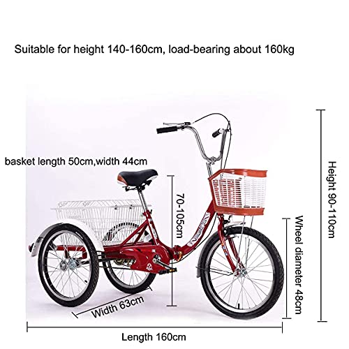 Triciclo para adultos de 3 ruedas, 20 pulgadas, con canasto, monocambio, para mujeres y hombres, para deportes al aire libre y compras miniatura 2