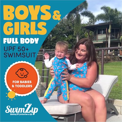 Image of SwimZip UPF50+ Boys Swim Shirt, Long Sleeve One Piece Kids Sunsuit