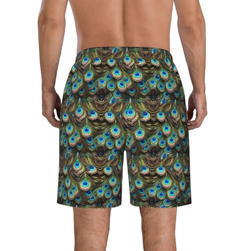 Fresh Peacock Print Stylish Beach Shorts Swim Trunks Lightweight Breathable Summer Outdoor Activities3