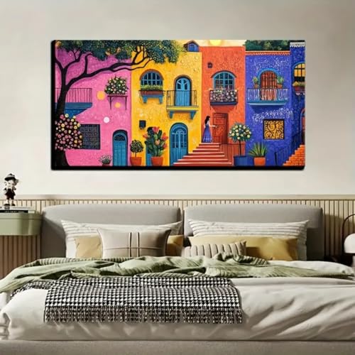 Peinture sur toile d'art mexicain affiche de salon de qualité décoration de maison 40x80cm - 2