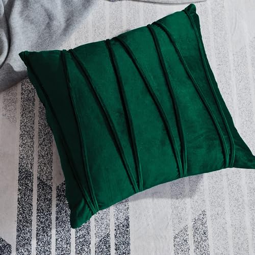 Image of Khooti Velvet Striped Cushion Cover Pack of 1-10 inch x 10 inch / 25 x 25 cm | Army Green | Soft Pillow Covers Cushion Case for Sofa Bedroom Livingroom Chair Car, Cushion Cover with Zig Zag Pattern