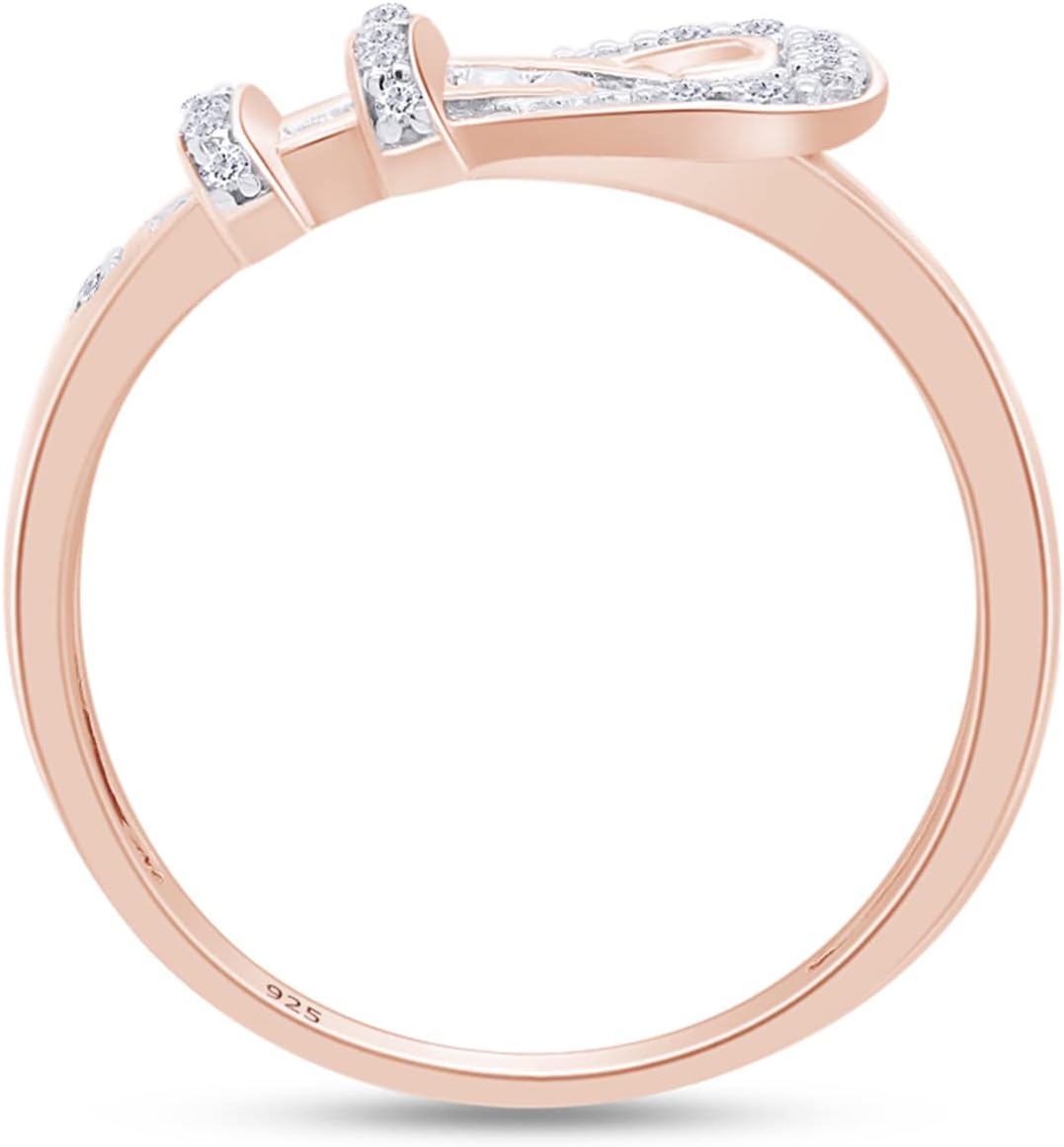 Baguette & Round White Cubic Zirconia Belt Buckle Band Ring for Women, 14K Gold Over Sterling Silver Statement Ring, Dainty CZ Jewelry Gift