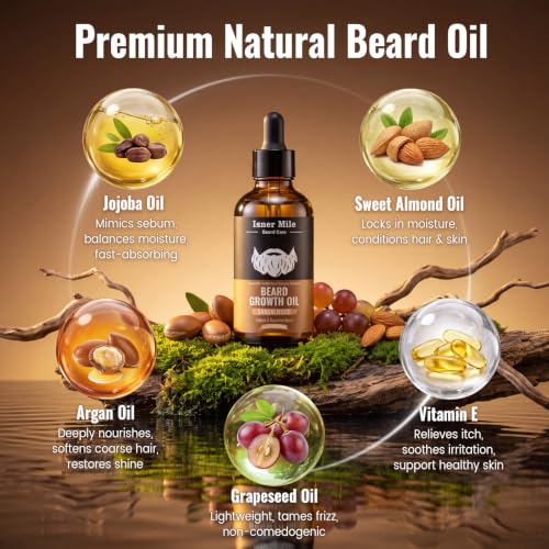 Image of ISNER MILE Beard Oil for Men Hydrating & Moisturizing, Sandalwood 3.5 fl Oz