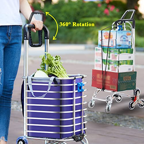 YSUEFIJO Einkaufswagen Trolley 6 Räder, Einkaufstrolley zum Treppensteiger Klappbar Handwagen mit Abnehmbarer… – Bild 4