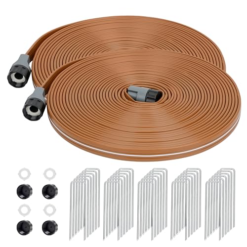 Sprinkler Soaker Hose 100 FT Watering Hose with Holes High-Efficiency Water-Saving Sprinklers System for Lawn and Garden with Staples 50FT 2Pack