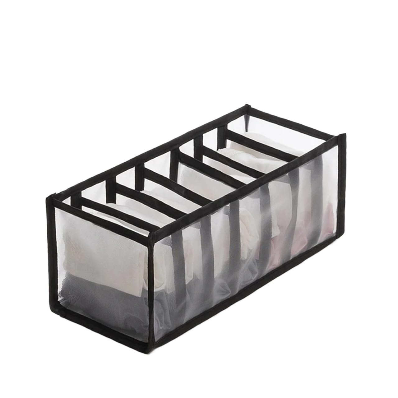 GYTTDERFL Sock Organiser Closet Organizer For Underwear Socks Home Cabinet Divider Storage Box Drawer Organizers Bra(Black 7 grids)