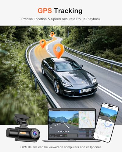 Image of 3 Channel 4K Dash Cam with STARVIS 2 Sensor, Free 128GB Card and WiFi 6 up to 20MB /s, Dash Camera for Cars with Front Rear Inside, 4K 2K 1080P, IR Night Vision, GPS, 24H Parking Mode, G-Sensor