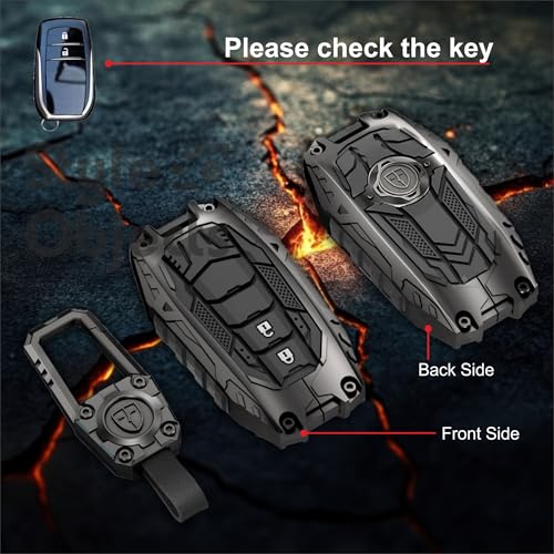 Image of STYLEOBJECT Waterproof Premium Luxury New Transformer Series Soft Silicon Car Key Shell with Keychain 2 Button Metal Smart Car Key Cover for Toyota Innova Crysta, Hycross Innova,Hilux, Land Cruiser