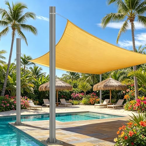 Voile d'Ombrage 4x3m Imperméable Toile Ombrage Exterieur Carré Anti-UV 95% PES Respirant pour Pergola Terrasse Exterieur Jardin Balcon Piscine avec Kit de...