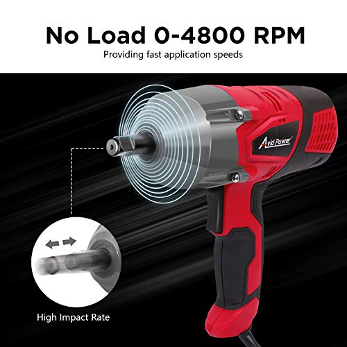 Avid Power Electric Impact Wrench Kit with 1/2 Inch Chuck, 500 N.m (370 Ft-lbs) Max Torque with Sockets and Carry Case