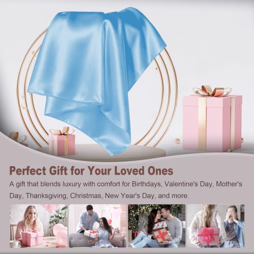 Image of LYSHIN Silk Pillow Cases 2 Pack Queen Size with Zipper, Sky Blue | 19 Momme Mulberry Silk Pillowcase for Skin and Hair, Anti-Acne, Hypoallergenic, Cooling, Beauty Sleep, Gifts for Women