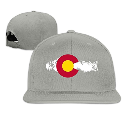 Colorado State Mountain Flag Baseball Snapback Hat Ash, Cinza, One Size