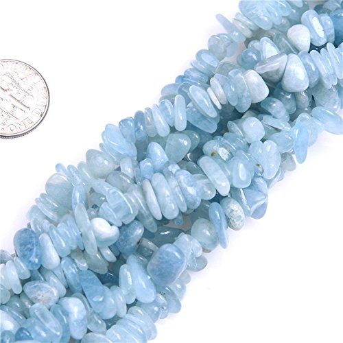 Image of 5-8mm Aquamarine Chips Natural Chip Stone Beads for Jewelry Making