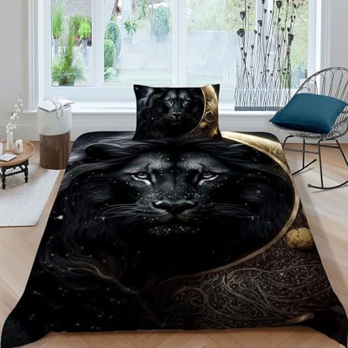 Housse de couette lion fermeture éclair pour un lit simple facile à border - 3