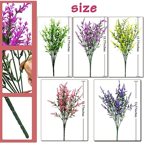Sredumn 20 Bundles Artificial Flowers, artificial plants outdoor,UV Resistant Plastic Shrub Fake Flowers, for outside garden - Image 3