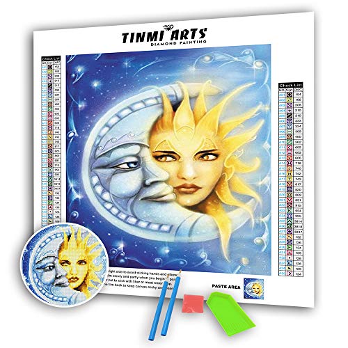 TINMI ARTS 5D Diamond Painting Kits Full Round with AB Drills DIY Cross Stitch Pattern Rhinestone Embroidery Kits Arts Craft Wall Sticker[16"x 20" Sun God]