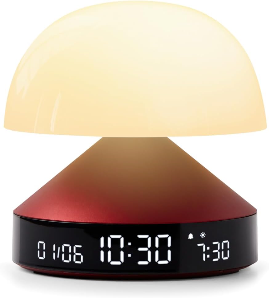 Mina Sunrise Alarm Clock, Wake Up Light & Sunset Lamp for Sleep Routine - Dark Red
