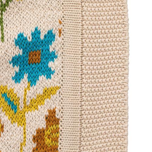 Image of Creative Co-Op Soft Cotton Knit Blanket with Decorative Florals Design