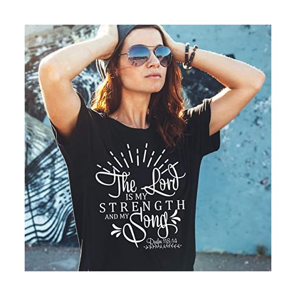 A V AMOR EST VITAE Christian T Shirts | Womens Christian Shirt | Christian Tees | The Lord is My Strength and My Song (Black Lord is My Strength, X Large)