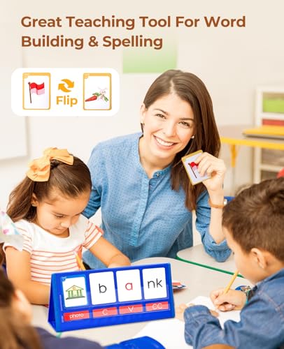Image of Gamenote CVCC & CCVC Word Builder Pocket Chart, Phonics & Sight Words