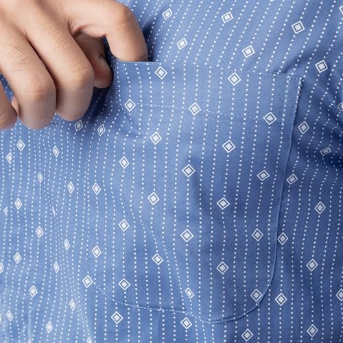 Image of Fruit of the Loom Men's Broadcloth Short Sleeve Top and Long Pants Pajama Set