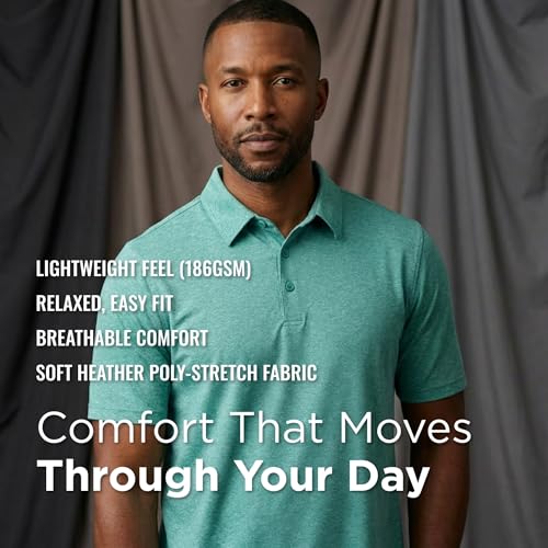 Antigua Men's Par 3 Polo - Soft Heather Poly-Stretch Golf Shirt | Moisture-Wicking Performance Top for Comfort & Style miniatura 3
