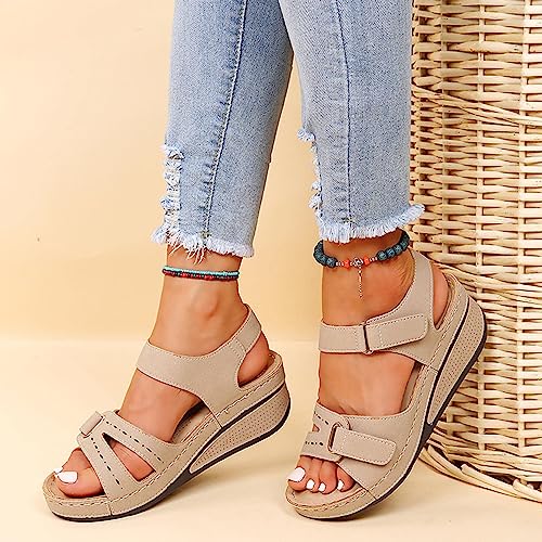 Sandales Femme,Sandales Femme Été Confortable,Plateforme Chaussure Femme,Orthopédique Confort Chaussures,Sandales et Nu-Pieds,Antidérapantes Respirantes...