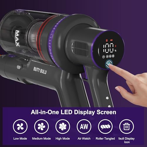 Image of BUTY BULU Cordless Vacuum Cleaner, Stick Handheld Rechargeable Lightweight 4-in-1 Vacuum for Home Hardwood Floor Carpet Pet Hair Litter Cleaning, 45KPa Suction 50Mins Running Time, LED Display Screen