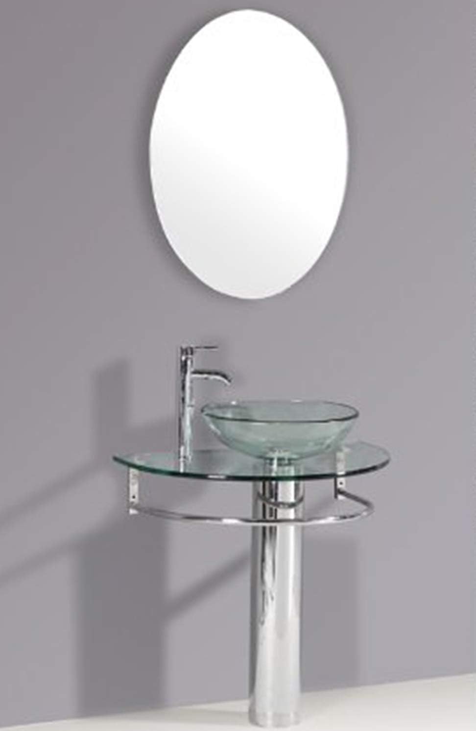 30" Bathroom Pedestal Vanity Glass Vessel Sink Set
