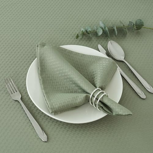 Image of maxmill Cloth Napkins Weaved Texture Pattern Soft Comfortable and Luxury Serviette for Restaurant Family Dinners Weddings Parties and Banquets Set of 4 Pieces, 20 x 20 Inch Sage Green
